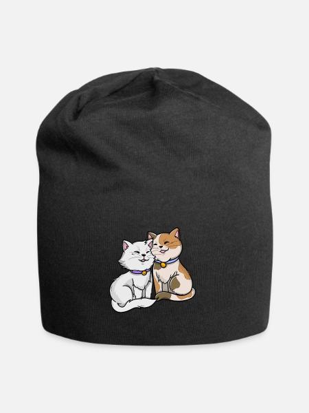 Valentinstag Katzenfans life is better with cats - Jersey-Beanie - Schwarz