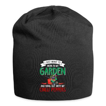 Légumes de jardinage Vegan Pepperoni Pepperoni - Bonnet en jersey - noir - Devant
