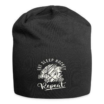 Eishockey Hockey Sport Eat Sleep Hockey Repeat - Jersey-Beanie - Schwarz - Vorne