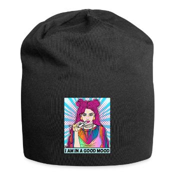 POP-ART ARTWORK JOINT SMOKING WOMAN - Jersey Beanie - black - Front