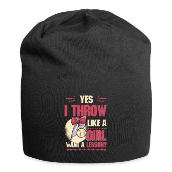 Ja Ich werfe wie ein Mädchen, will Eine Lektion - Jersey-Beanie - Schwarz - Vorne