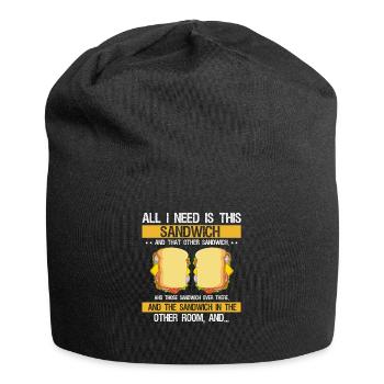 Day and Night Sandwich Food Gift FastFood - Jersey Beanie - black - Front