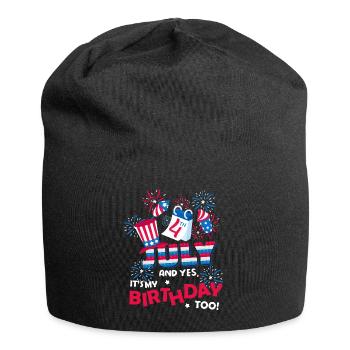 Es Ist Der 4. Juli Und Ja, Ich Habe Geburtstag. - Jersey-Beanie - Schwarz - Vorne