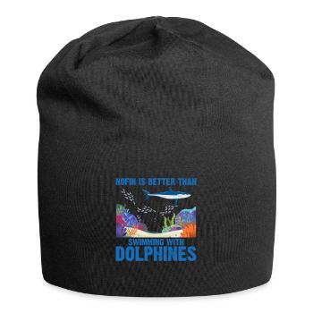 With Dolphins Swimming Dolphin Ocean Sea Mammal - Jersey Beanie - black - Front