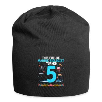 Meeresbiologie Geburtstagsparty Geburtstag 5 Fünf - Jersey-Beanie - Schwarz - Vorne