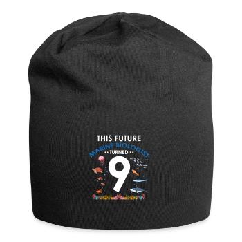 Meeresbiologie Geburtstagsparty 9 Jahre Neun - Jersey-Beanie - Schwarz - Vorne