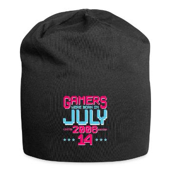 14th Birthday July Vintage 2008 Gamer - Jersey Beanie - black - Front