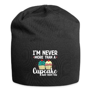 Je ne suis jamais plus qu’un cupcake loin de toi | - Bonnet en jersey - noir - Devant
