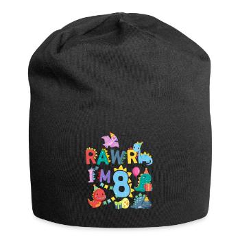 Rawr J’ai 8 | | de dinosaures Rawr 8e anniversaire - Bonnet en jersey - noir - Devant