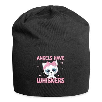 Angels Have Whiskers | Cute Cat Shirt - Jersey Beanie - black - Front