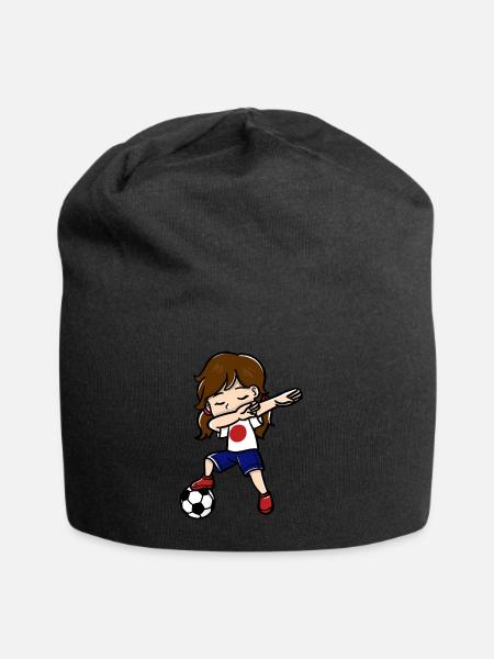 Jentefotballspiller dupper japansk flagg - Jersey-beanie - svart