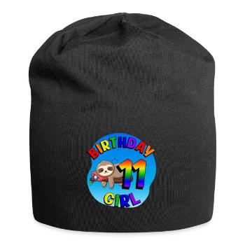 Anniversaire 11 Filles Mignon Bébé Paresseux - Bonnet en jersey - noir - Devant
