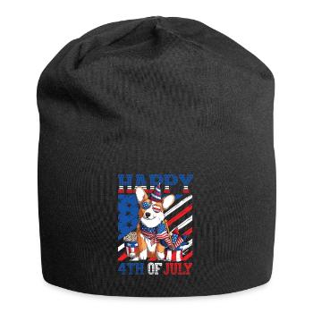 Happy 4th Of July Corgi - Jersey Beanie - black - Front