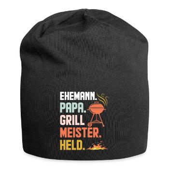 Ehemann Papa Grillmeister Held Retro - Jersey-Beanie - Schwarz - Vorne
