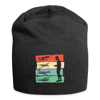 Modellflugzeug Flieger Flugzeug Pilot Modellflug - Jersey-Beanie - Schwarz - Vorne
