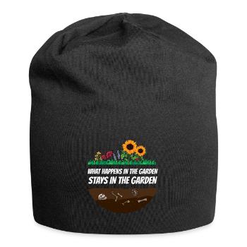 Gardener saying what happens in the garden - Jersey Beanie - black - Front