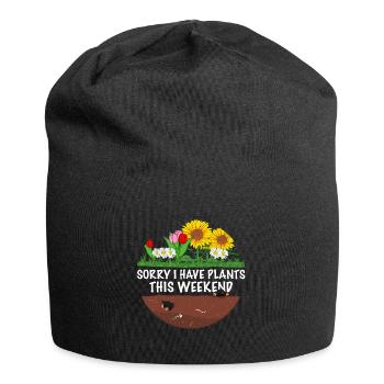 Lustiger Gärtner Spruch Sorry i have Plants - Jersey-Beanie - Schwarz - Vorne