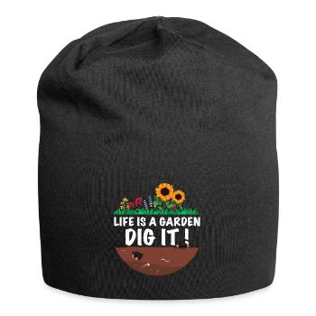 Funny gardener Saying Life is the garden - Jersey Beanie - black - Front