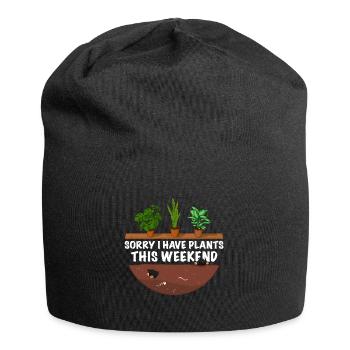 Lustiger Gärtner Spruch Sorry i have Plants - Jersey-Beanie - Schwarz - Vorne
