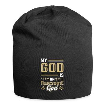 Mein Gott ist ein großartiger Gott. - Jersey-Beanie - Schwarz - Vorne