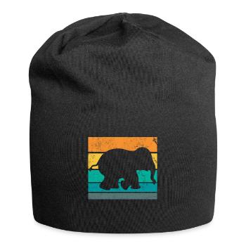 Retro Elefant - Jersey-Beanie - Schwarz - Vorne