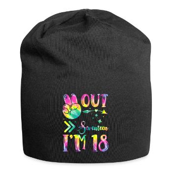 Peace Out Seventeen I'm 18 | Tie Dye Themed - Jersey-Beanie - Schwarz - Vorne