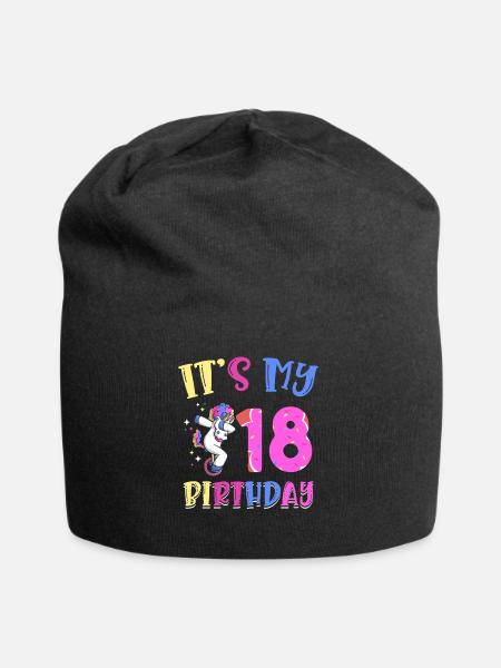 Es Ist Mein 18. Geburtstag Dabbing Unicorn Pony - Jersey-Beanie - Schwarz