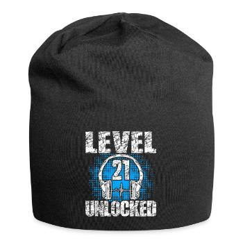 Level 21 Unlocked Birthday Gift 21 Years - Jersey Beanie - black - Front