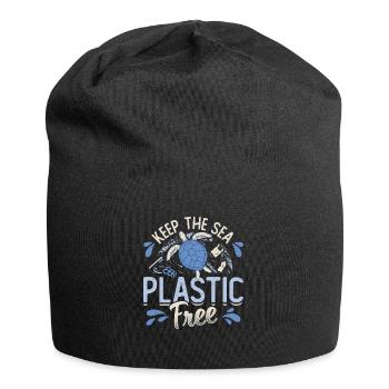 Haltet Das Meer Plastikfrei Rettet Den Ozean - Jersey-Beanie - Schwarz - Vorne