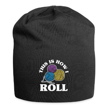 Stricken Wolle Garn - Jersey-Beanie - Schwarz - Vorne