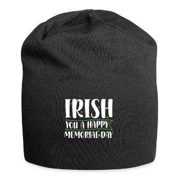 Irish You Happy Memorial Day Green Shamrock - Jersey Beanie - black - Front