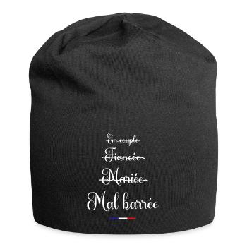en couple, fiancée, mariée, malbarrée - Mariage - Bonnet en jersey - noir - Devant