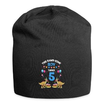 Parasaurolophus Boys Design Birthday Party - Jersey Beanie - black - Front