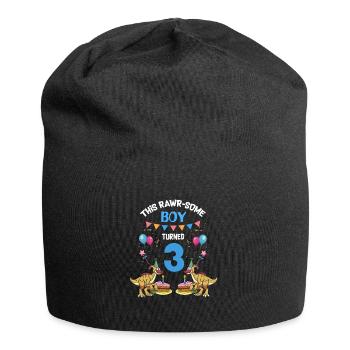 Parasaurolophus Boys Design Birthday Party - Jersey Beanie - black - Front