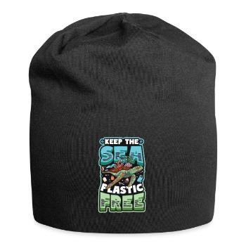 Haltet Das Meer Plastikfrei Rettet Den Ozean - Jersey-Beanie - Schwarz - Vorne