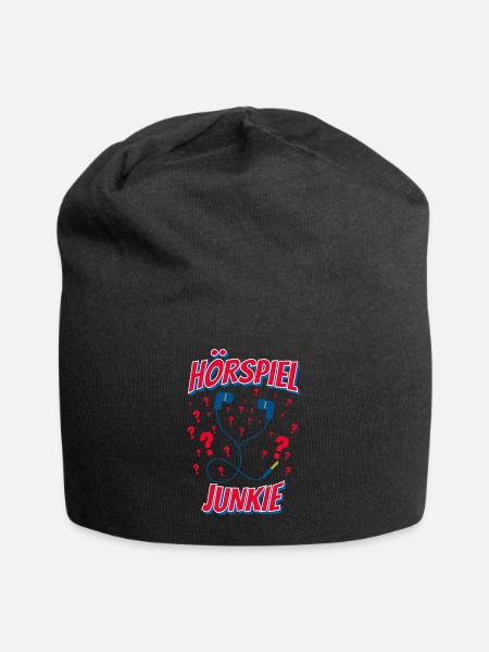Kopfhörer Fragezeichen Hörbuch Hörspiel Junkie - Jersey-Beanie - Schwarz