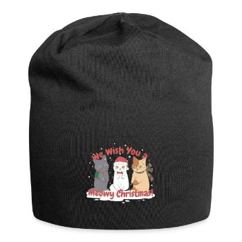 Christmas - We wish you a Meowy Christmas! - Jersey Beanie - black - Front