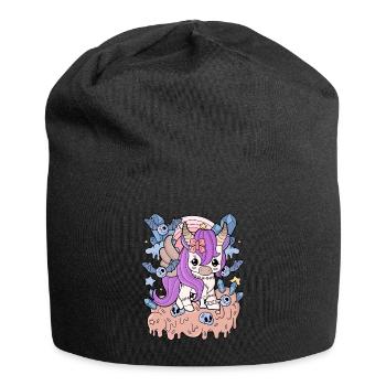 Creepy Kawaii Einhorn Pastel Goth Gruselig Horror - Jersey-Beanie - Schwarz - Vorne
