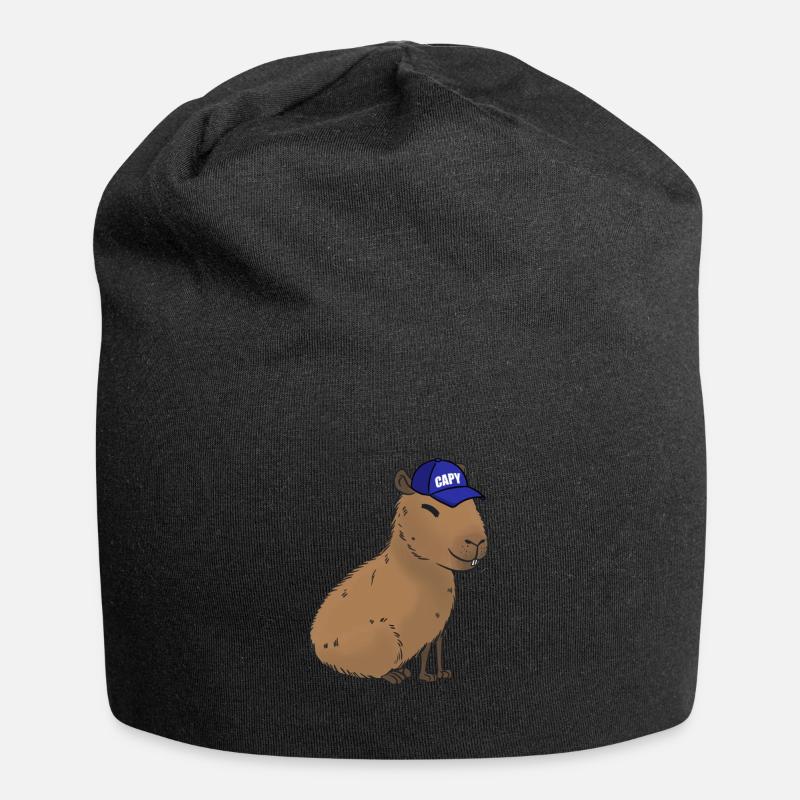 Capybara - Jersey-Beanie - Schwarz