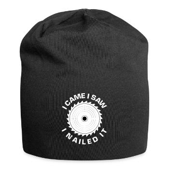 Schreiner Sägen Nageln Spruch - Jersey-Beanie - Schwarz - Vorne