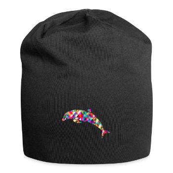 Delfin Mosaik Bunt - Jersey-Beanie - Schwarz - Vorne