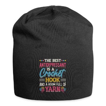 Häkelnadel Und Raum Voller Garn, Häkeln - Jersey-Beanie - Schwarz - Vorne