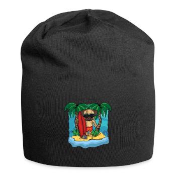 Mops Geschenk Frauen Strandurlaub Hundeliebhaber - Jersey-Beanie - Schwarz - Vorne