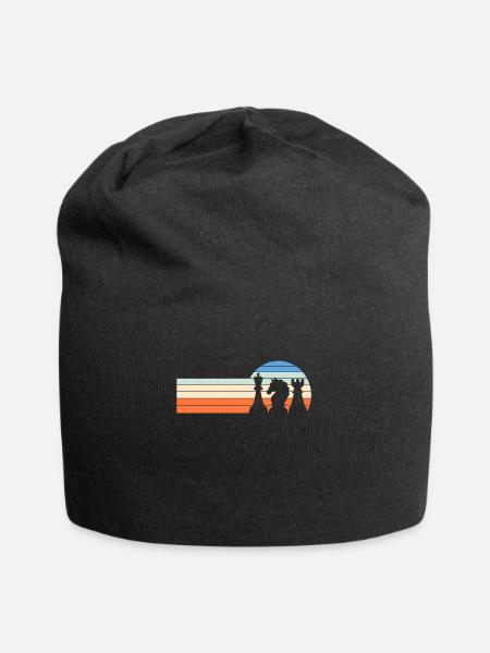 Retro Schach - Jersey-Beanie - Schwarz
