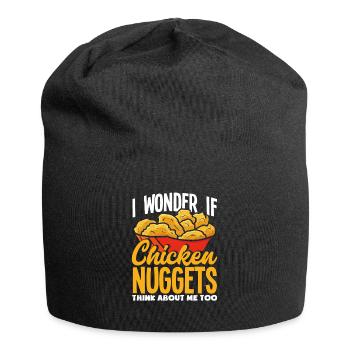 Chicken Nuggets Spruch Lustiges Chicken Nugget - Jersey-Beanie - Schwarz - Vorne