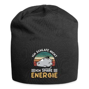 Ich Schlafe Nicht Ich Spare Energie - Jersey-Beanie - Schwarz - Vorne