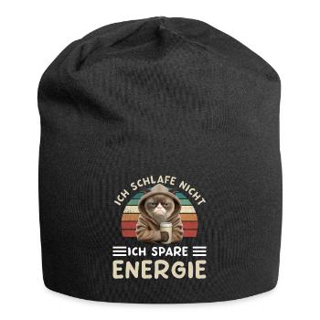 Ich Schlafe Nicht Ich Spare Energie - Jersey-Beanie - Schwarz - Vorne