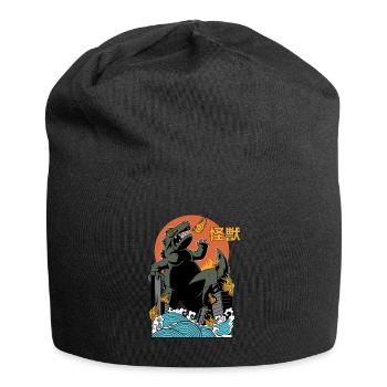 Giant Dinosaur Sunset Japanese - Jersey Beanie - black - Front