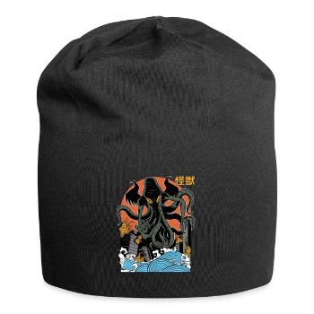 Coucher de soleil géant Cthulhu japonais - Bonnet en jersey - noir - Devant
