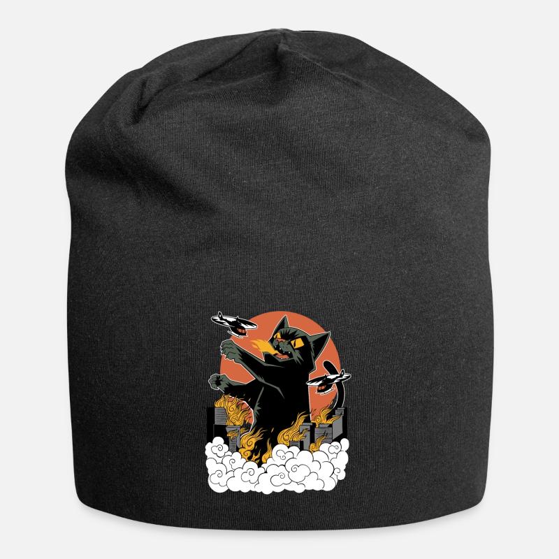 Japanische Sunset Catzilla - Jersey-Beanie - Schwarz